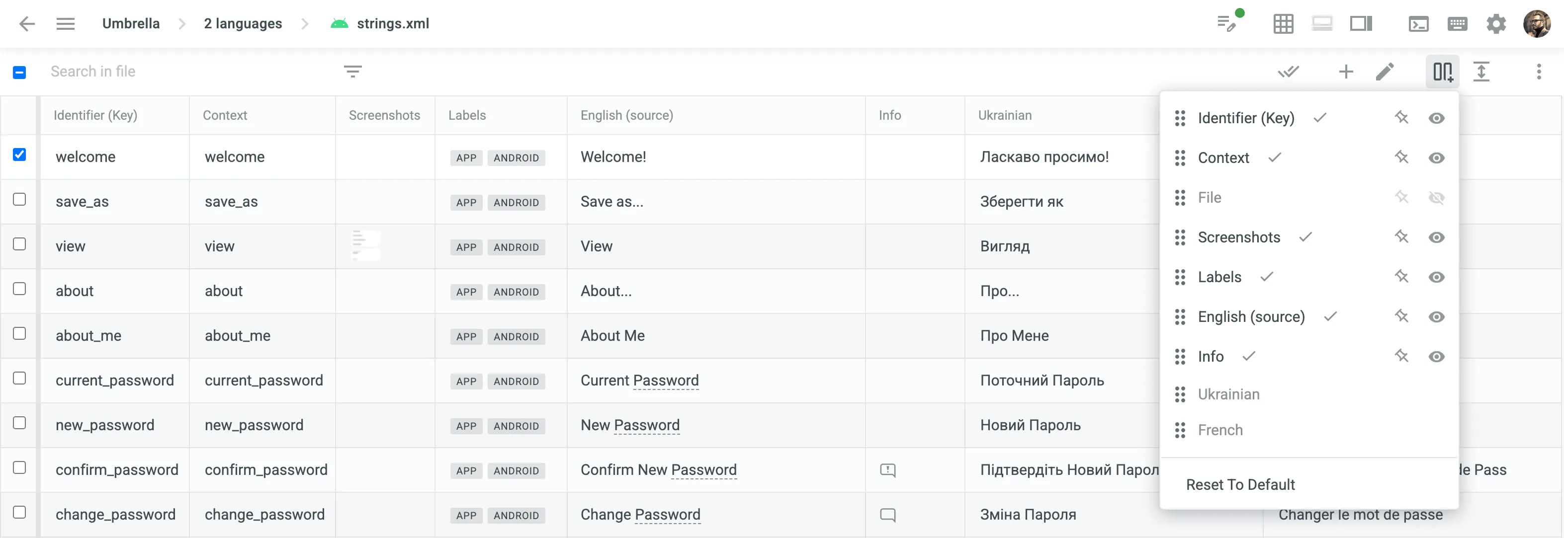 Multilingual Mode Grid View