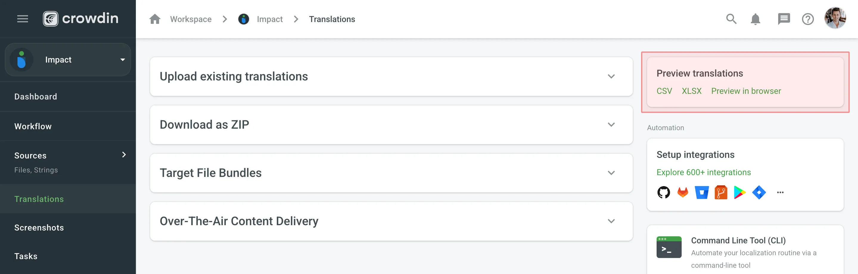 Preview Translations