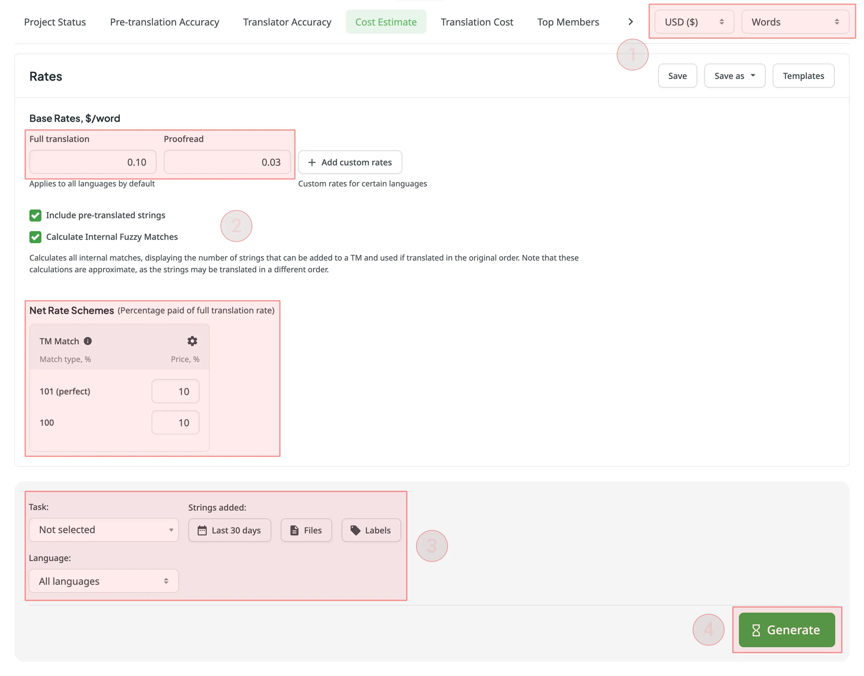 Generating Cost Estimate