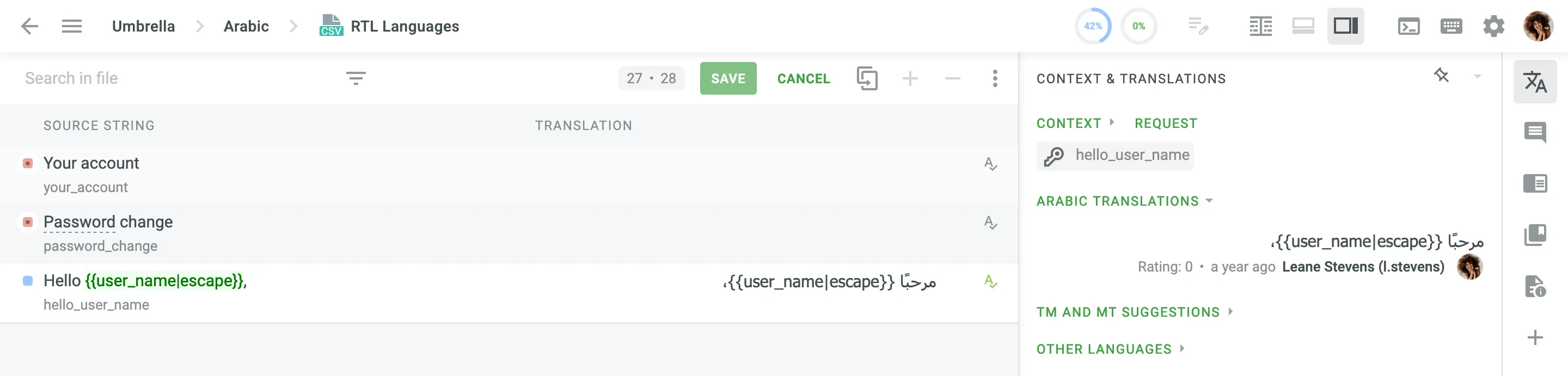 Save suggestion for RTL language
