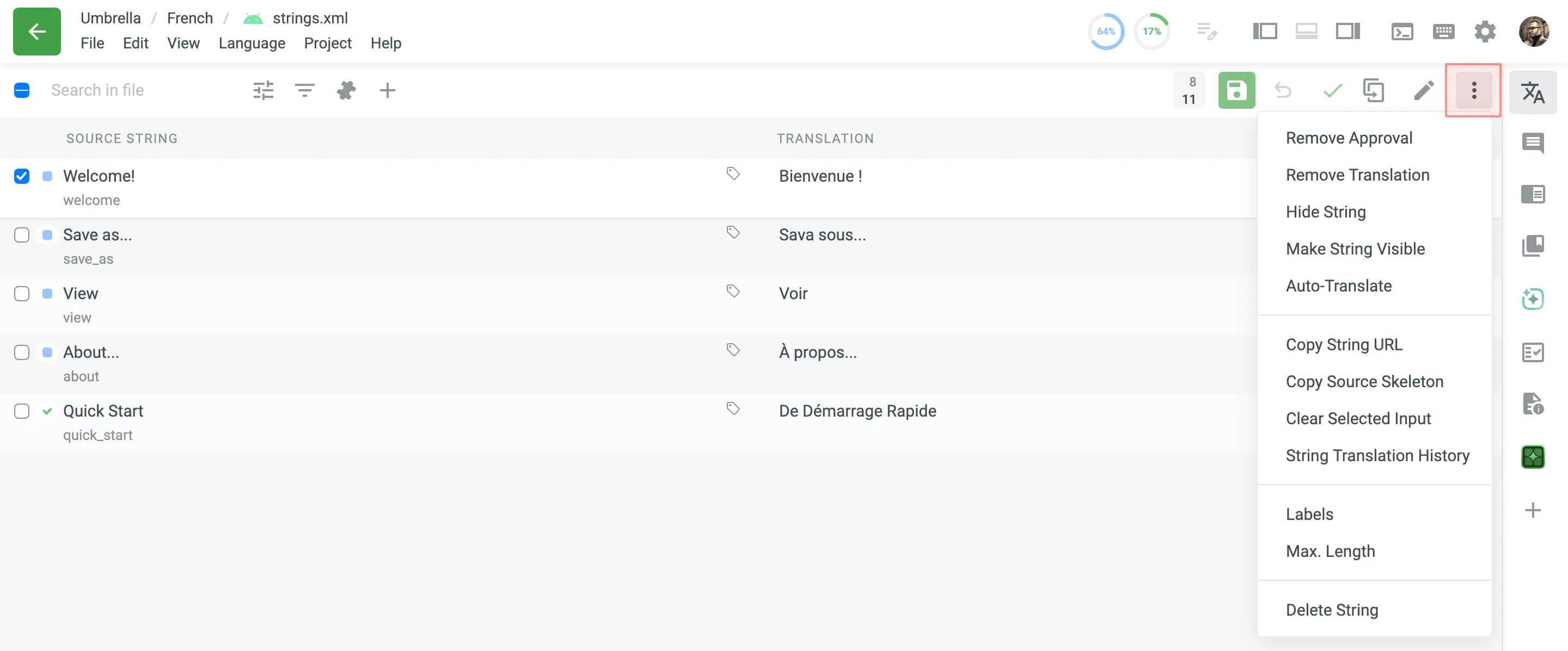 String Menu