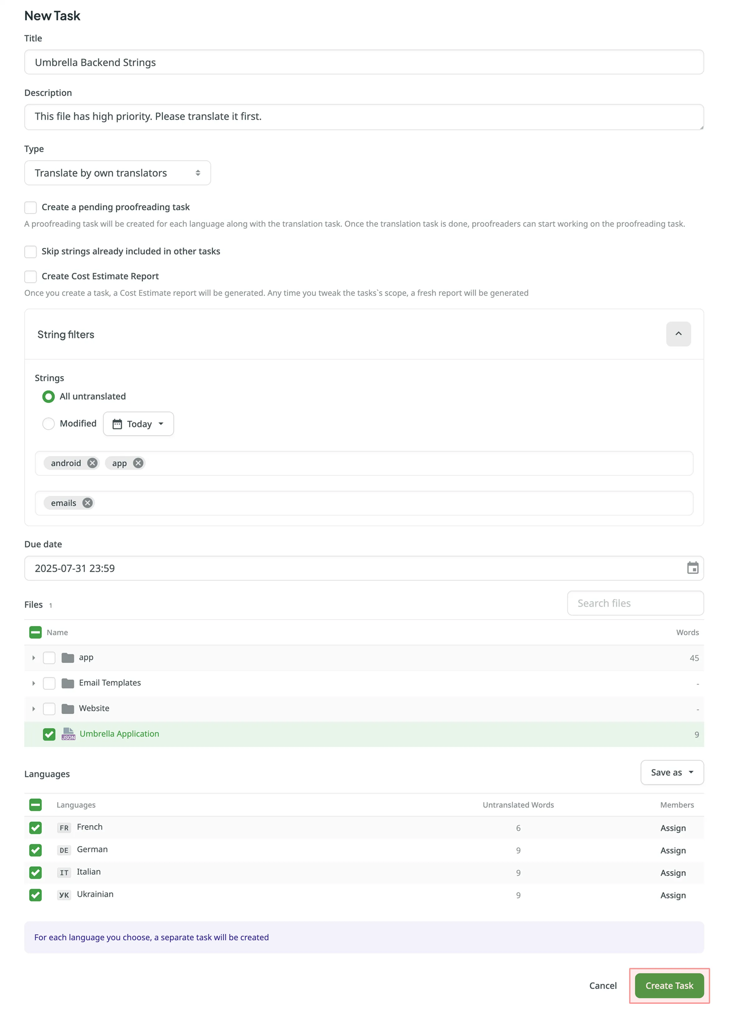 Create Task