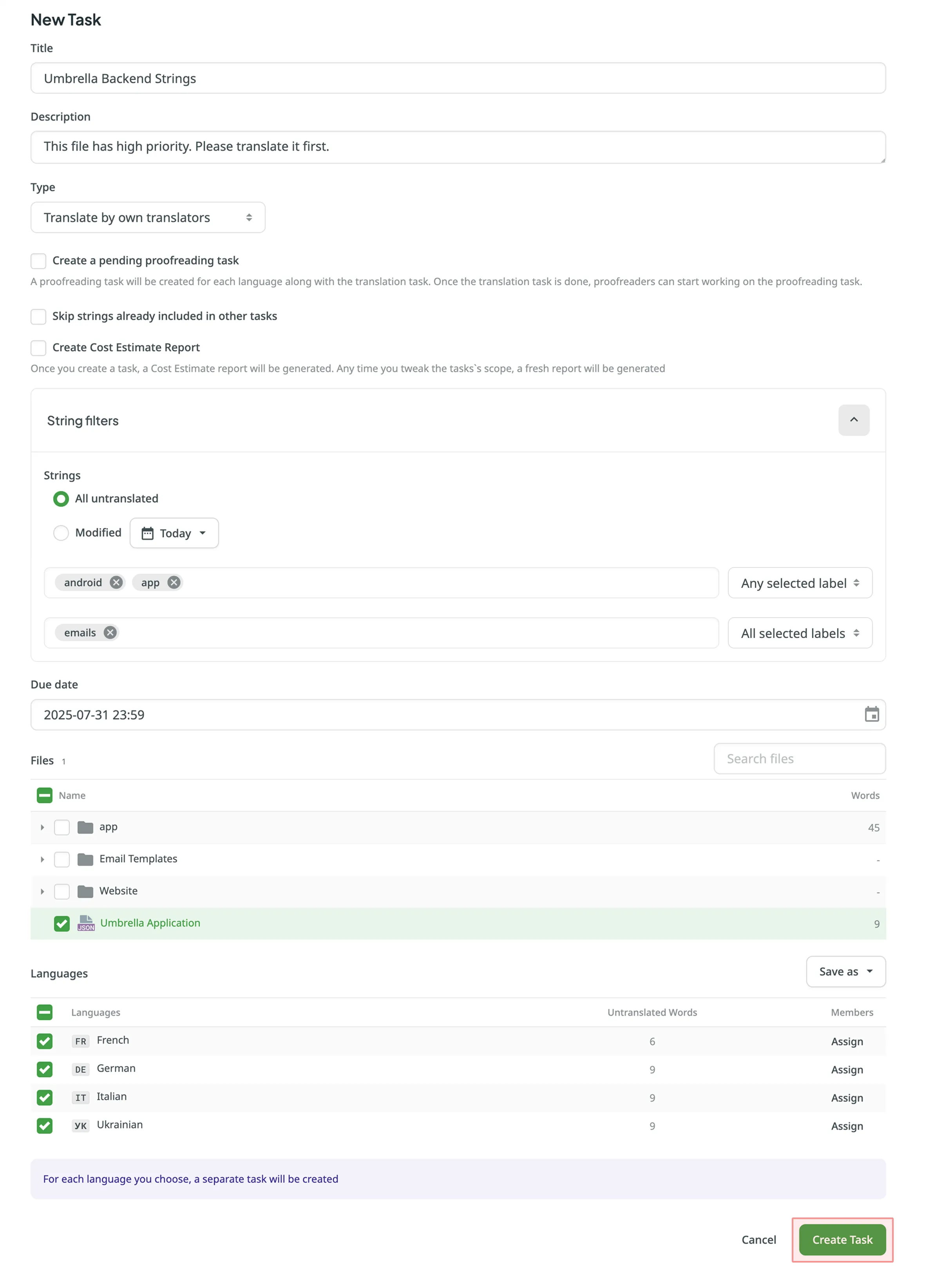 Create Task