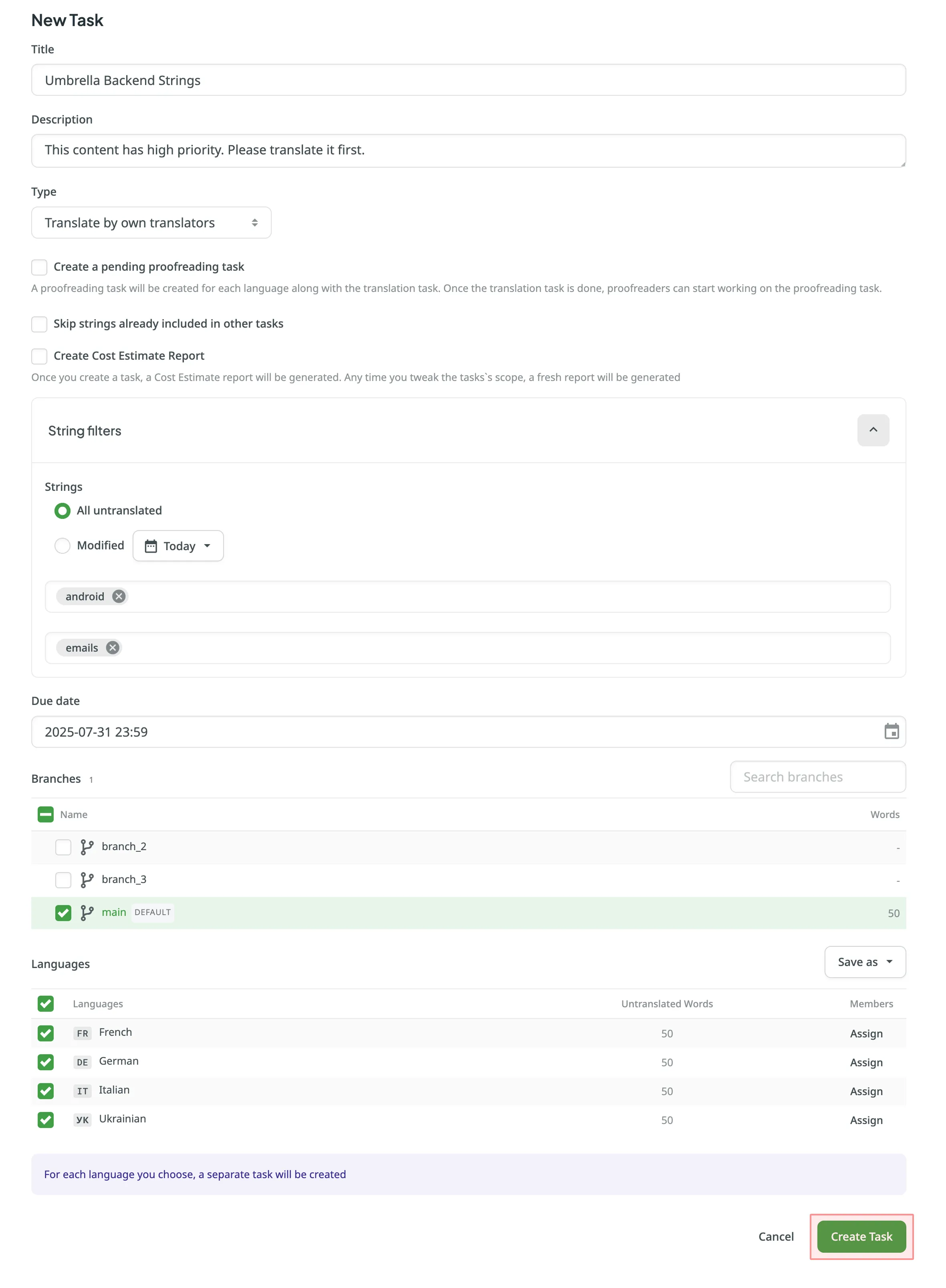 Create Task