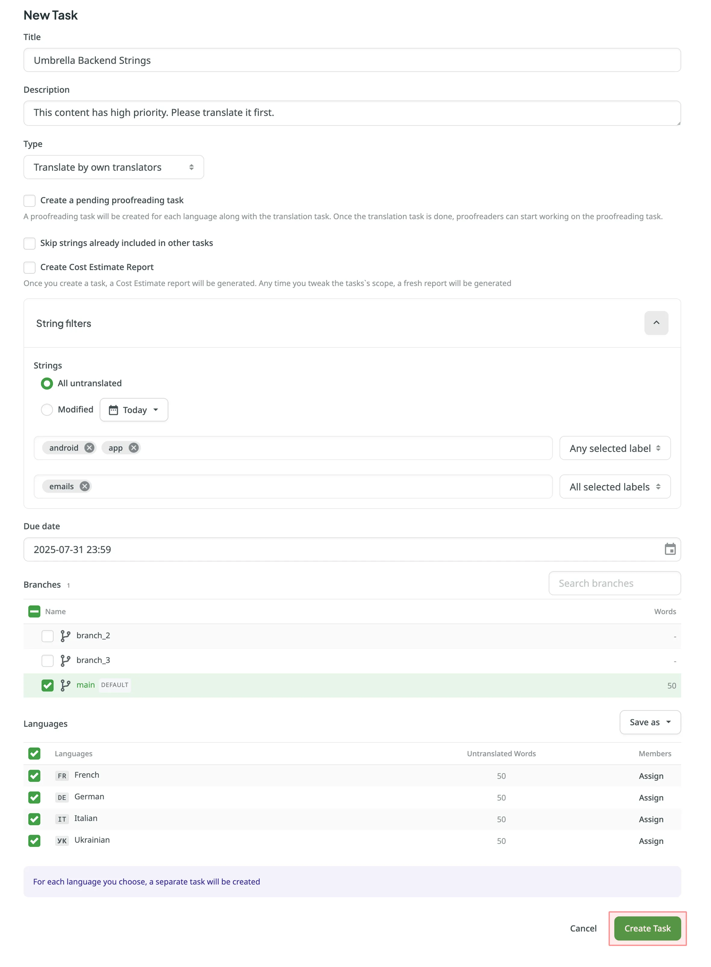 Create Task