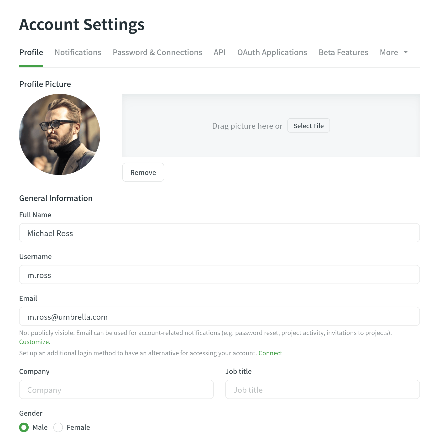 Impostazioni dell'account