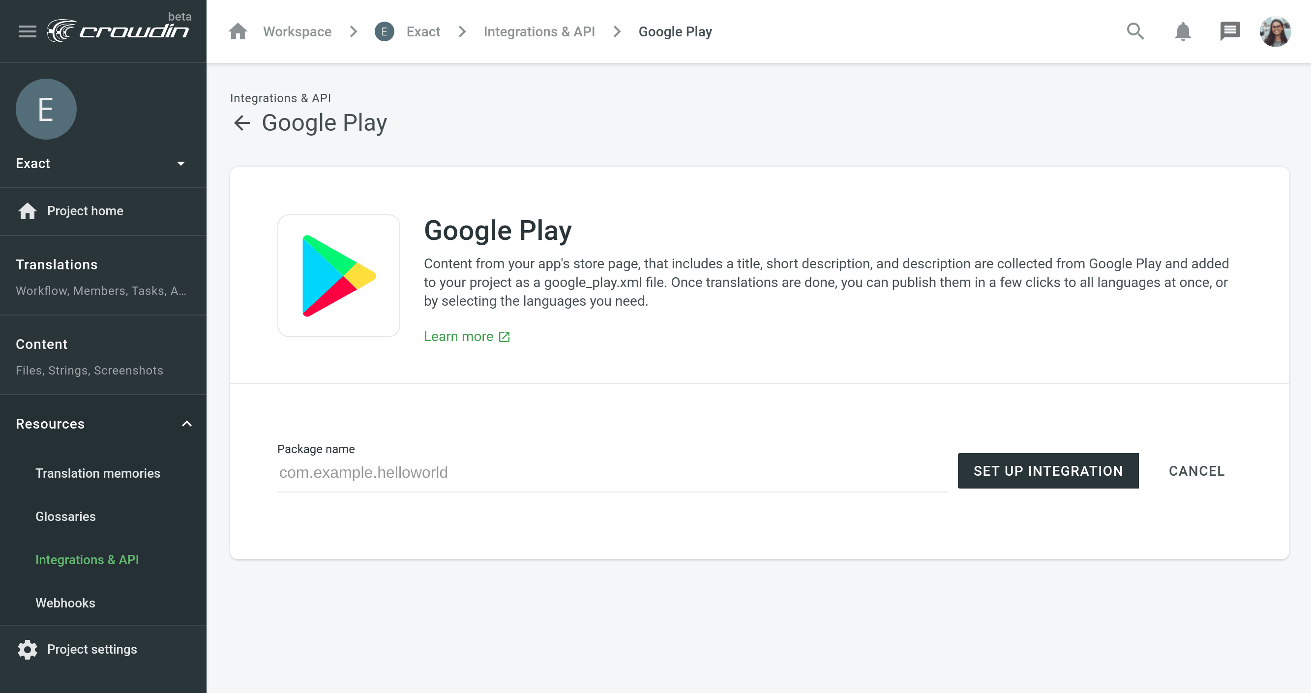 google play integration crowdin