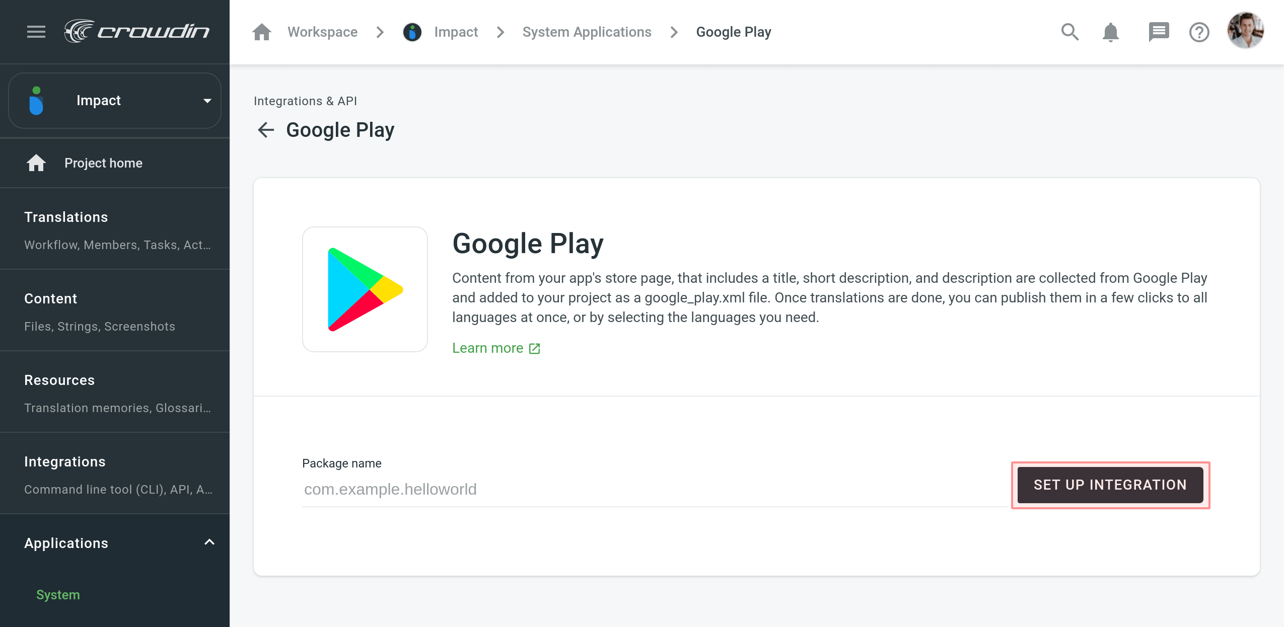 Configurazione dell'Integrazione di Google Play