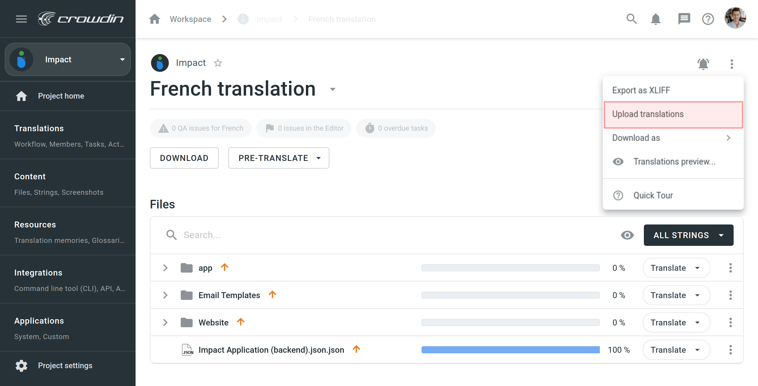 Upload Translations